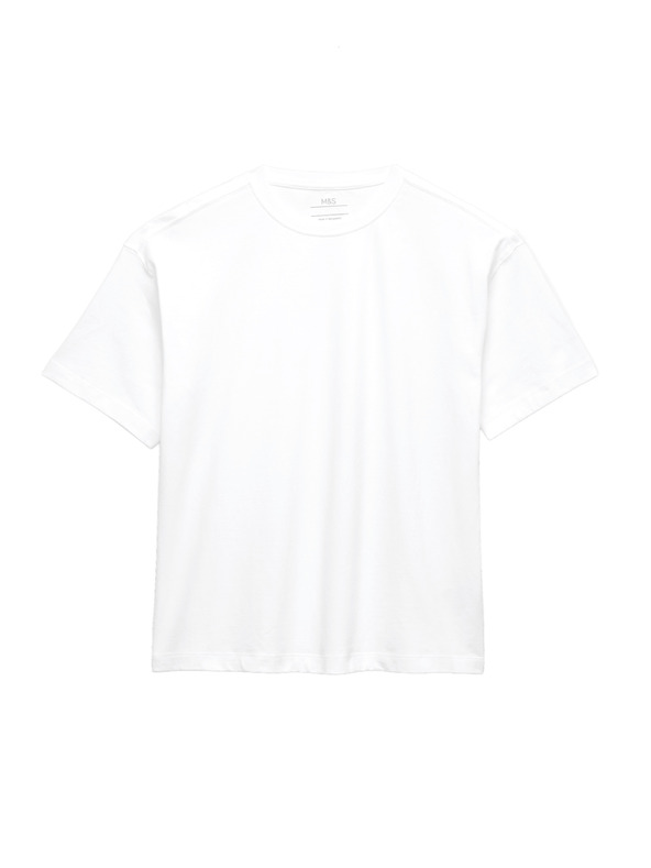 Marks & Spencer Jednofarebné tričko z čistej bavlny (2–16 rokov) Marks & Spencer biela