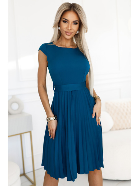 numoco Numoco Klasična obleka s kratkimi rokavi in pasom