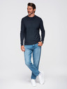 Ombre Clothing Moški pleten pol roloz z viskozo - temno modra V4 OM-SWTN-0125 Ombre Clothing