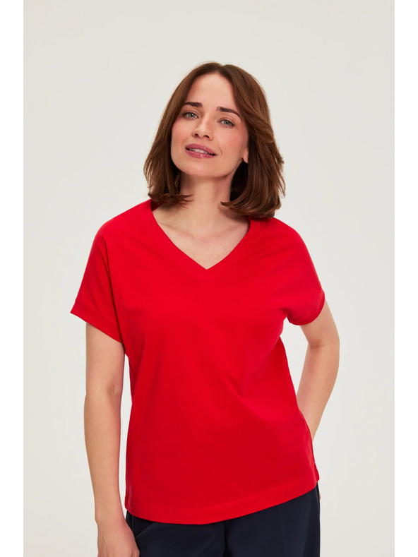 Moodo Bluza iz bombaža rdeca Moodo