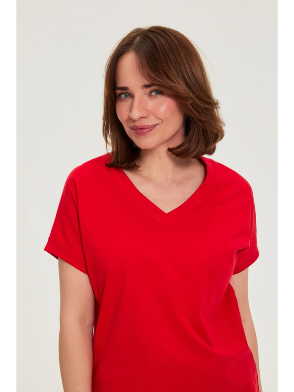 Moodo Bluza iz bombaža rdeca Moodo