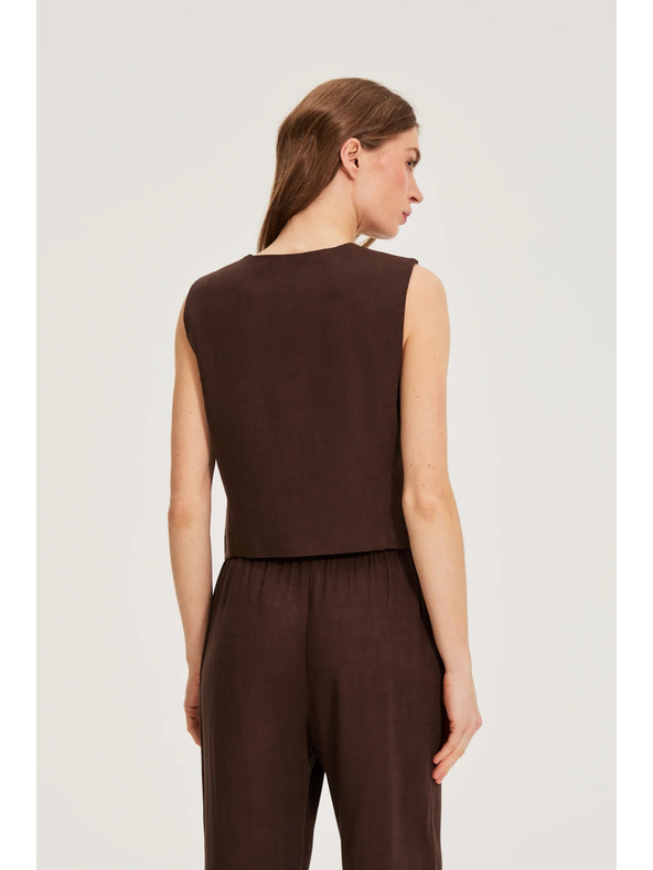 Moodo Telovnik z primesjo lanu rjav Moodo