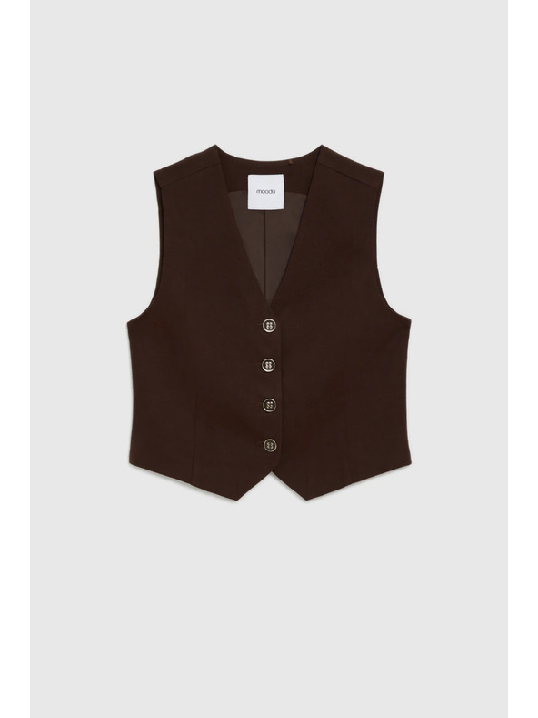 Moodo Telovnik z primesjo lanu rjav Moodo