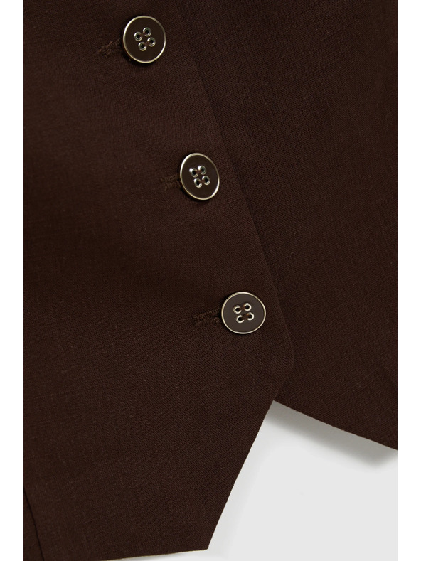 Moodo Telovnik z primesjo lanu rjav Moodo