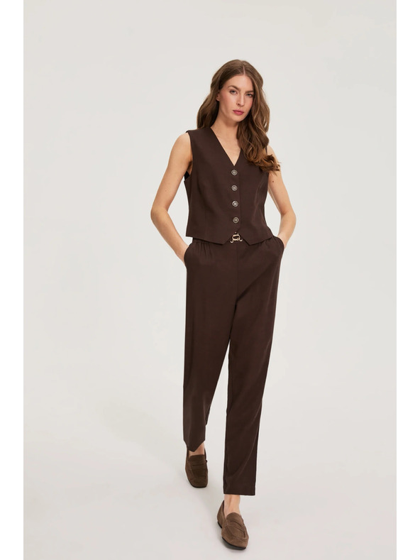 Moodo Hlače z primesjo lanu rjave Moodo