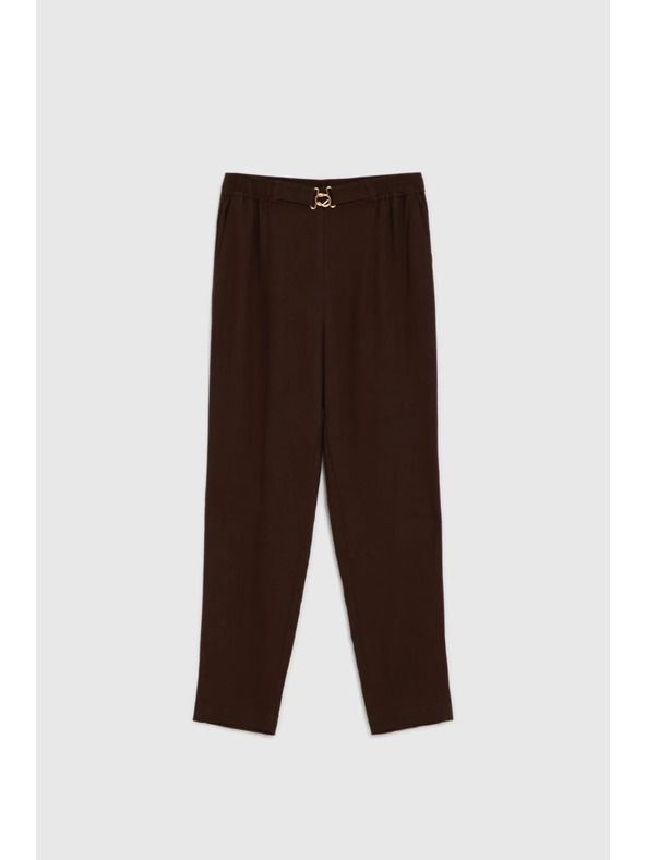 Moodo Hlače z primesjo lanu rjave Moodo
