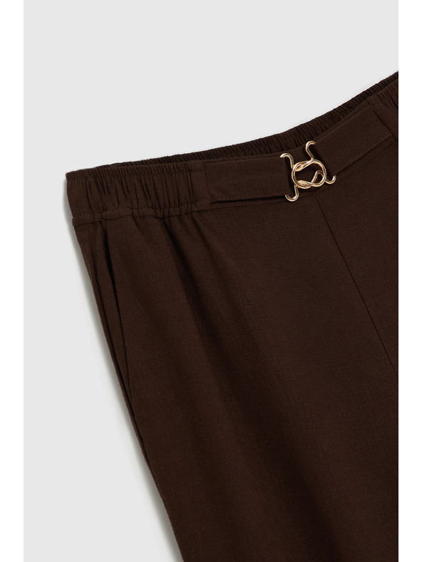 Moodo Hlače z primesjo lanu rjave Moodo