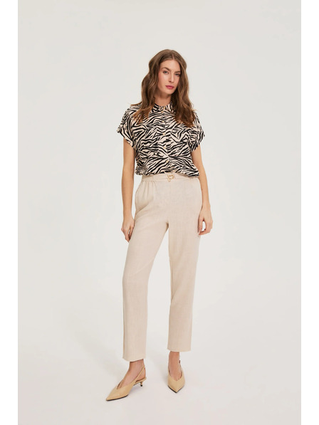 Moodo Hlače z primesjo lanu bež Moodo