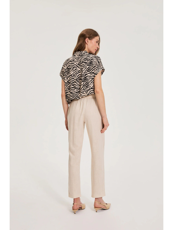 Moodo Hlače z primesjo lanu bež Moodo