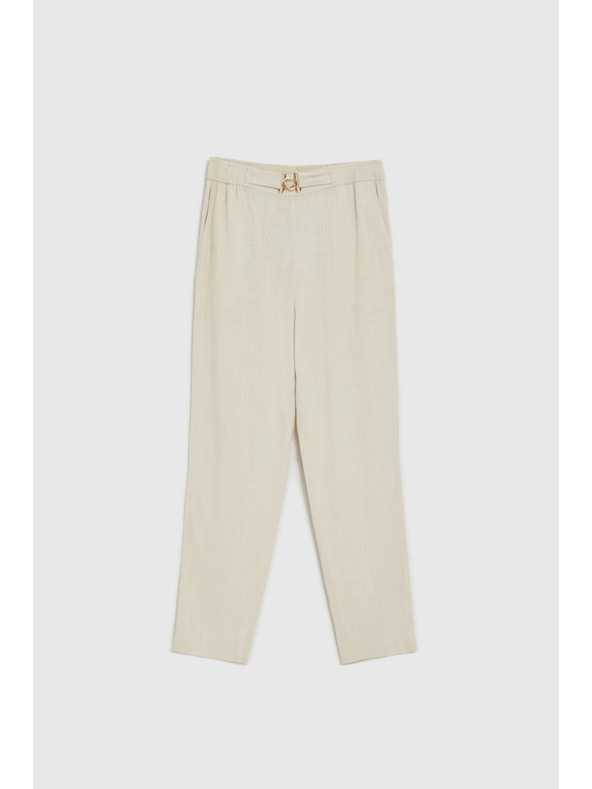 Moodo Hlače z primesjo lanu bež Moodo