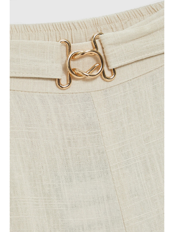 Moodo Hlače z primesjo lanu bež Moodo