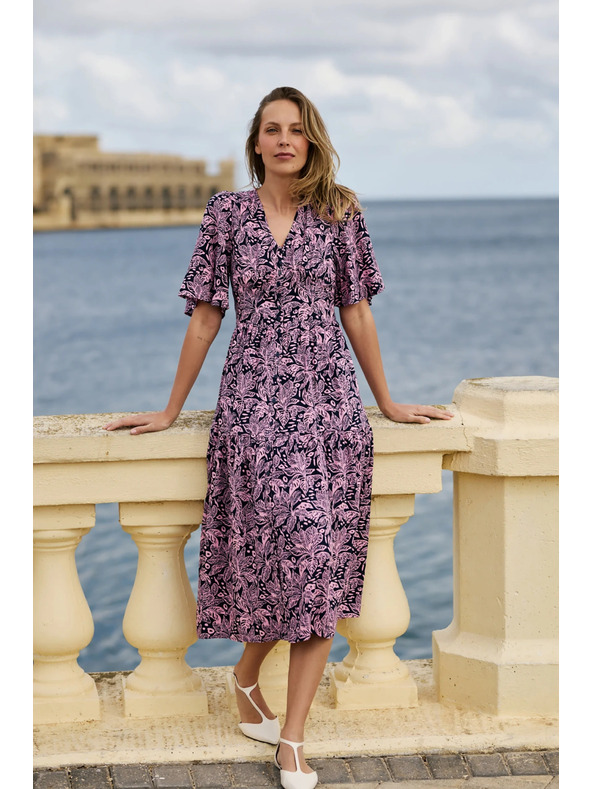 Moodo Uporabne obleke iz viskooze temno modre Moodo