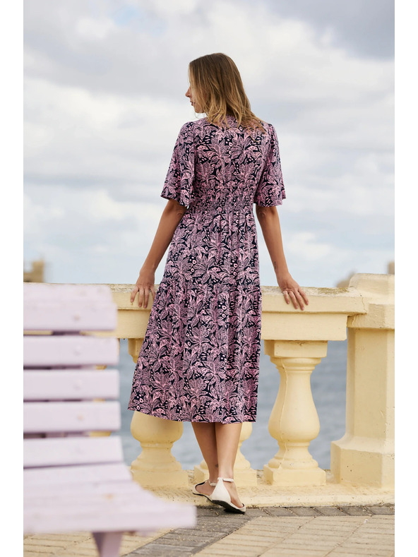 Moodo Uporabne obleke iz viskooze temno modre Moodo