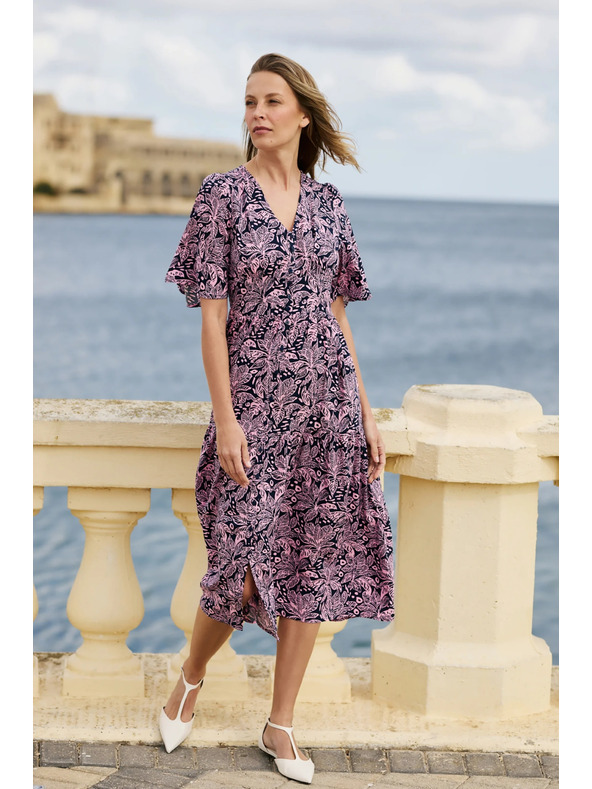 Moodo Uporabne obleke iz viskooze temno modre Moodo