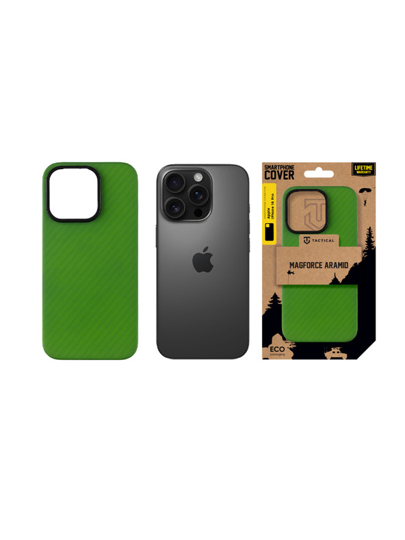Tactical Tactical MagForce Aramid Zaščita za Apple iPhone 16 Pro Green Toad