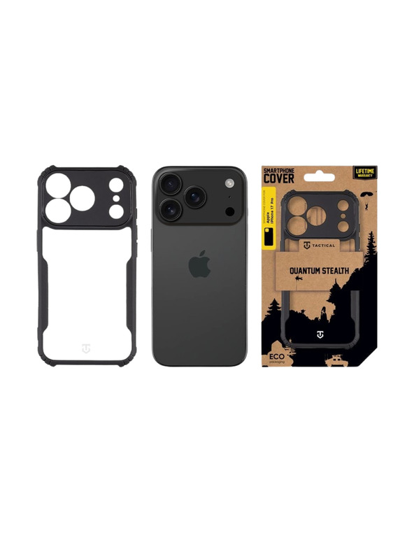 Tactical Tactical Quantum Stealth Ohišče za Apple iPhone 17 Pro Clear/Black