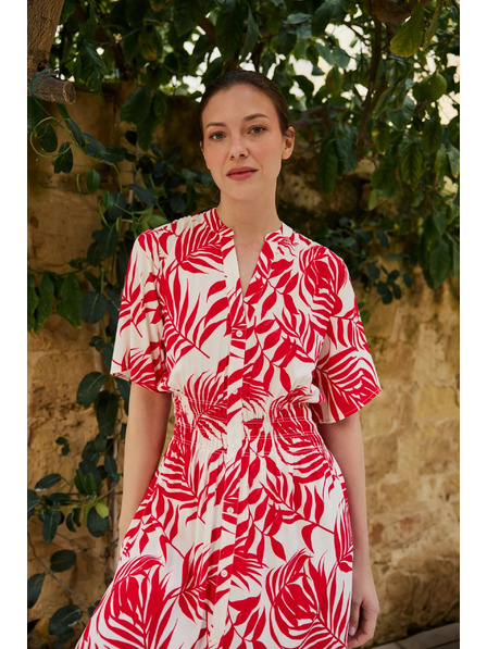 Moodo Viskozne srednje dolge obleke rdeče Moodo