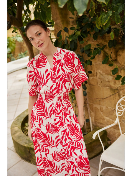 Moodo Viskozne srednje dolge obleke rdeče Moodo