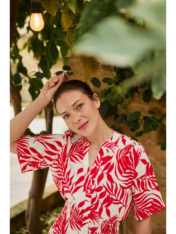 Moodo Viskozne srednje dolge obleke rdeče Moodo