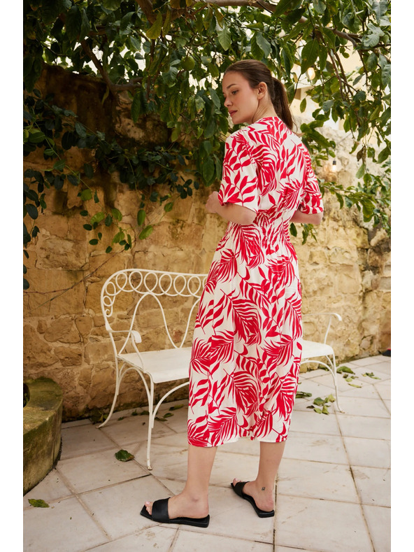 Moodo Viskozne srednje dolge obleke rdeče Moodo