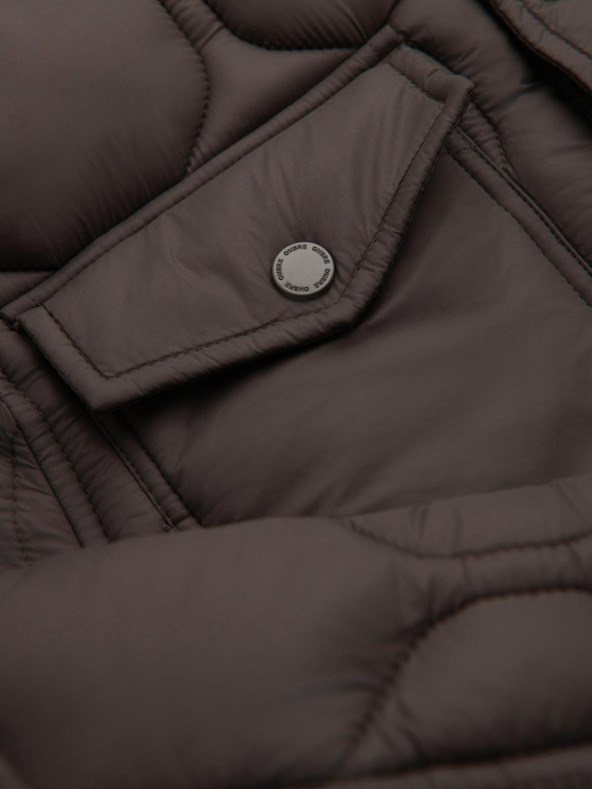 Ombre Clothing Moška prošivana jakna srajčnega kroja - khaki V3 OM-JALP-0215 Ombre Clothing