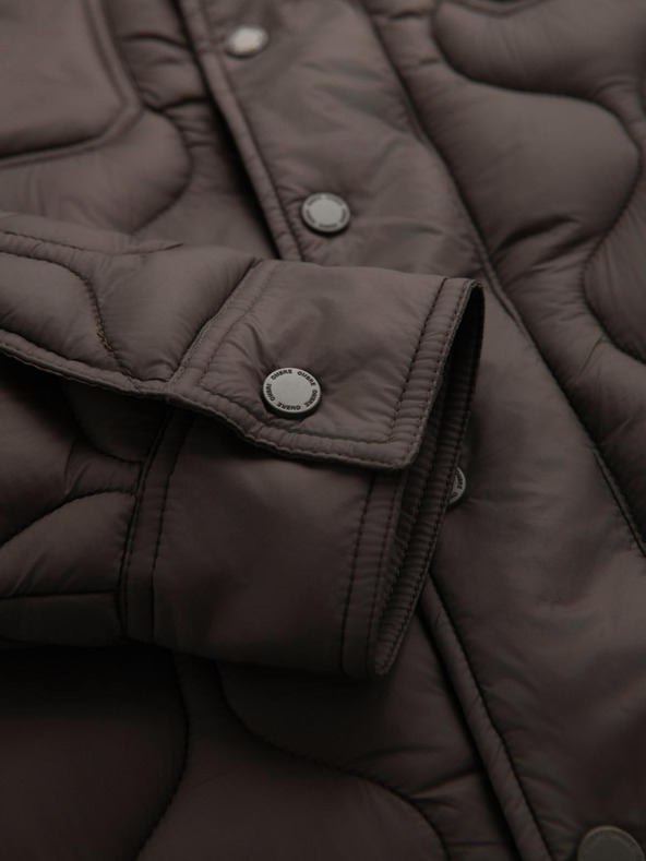 Ombre Clothing Moška prošivana jakna srajčnega kroja - khaki V3 OM-JALP-0215 Ombre Clothing