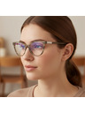 VEYREY VeyRey ženska mačje oko ženska očala za blokiranje modre svetlobe Micrail rjavi okvir jasna stekla