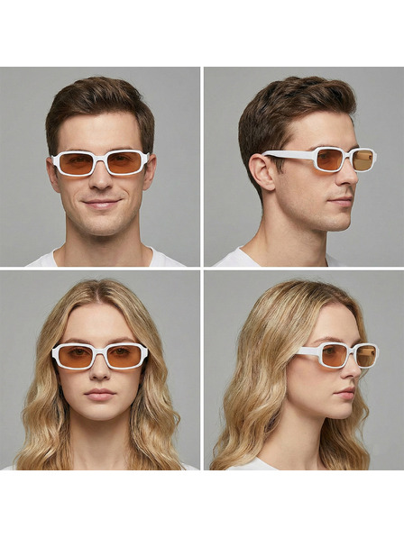 VEYREY VeyRey kvadratne sončna očala Nonmock bela obroba rumena stekla