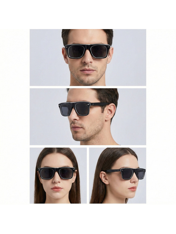 VEYREY VeyRey kvadratne acetatne polarizacijska sončna očala Crawier črna obroba črna stekla