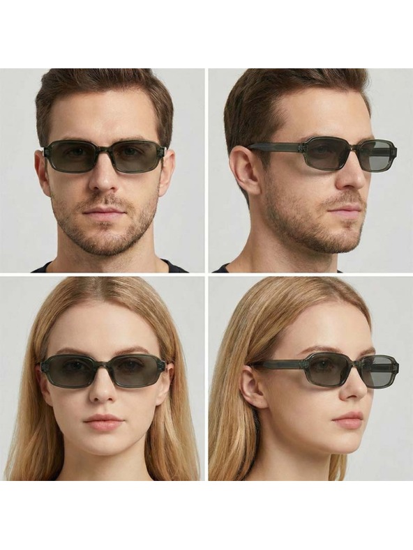 VEYREY VeyRey ogljasta sončna očala Nonmock prozorna obroba zelena stekla