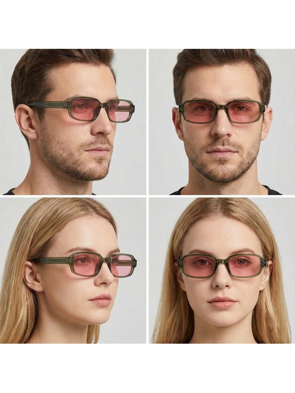 VEYREY VeyRey ogljasta sončna očala Nonmock zelena obroba roza stekla