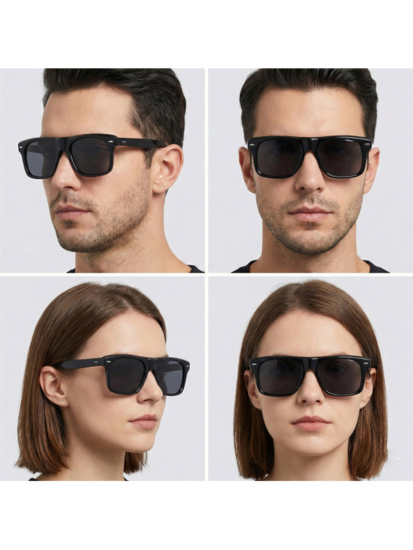 VEYREY VeyRey kvadratne acetatne polarizacijska sončna očala Crawier črna obroba črna stekla