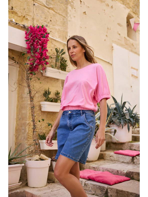 Moodo Bluza z puhastimi rokavi roza Moodo