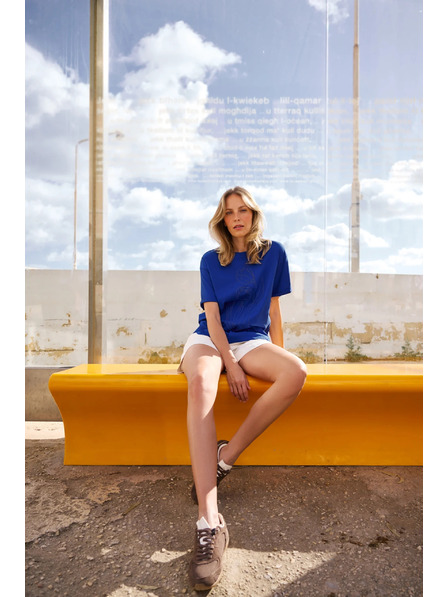 Moodo Bluza iz bombaža modra Moodo