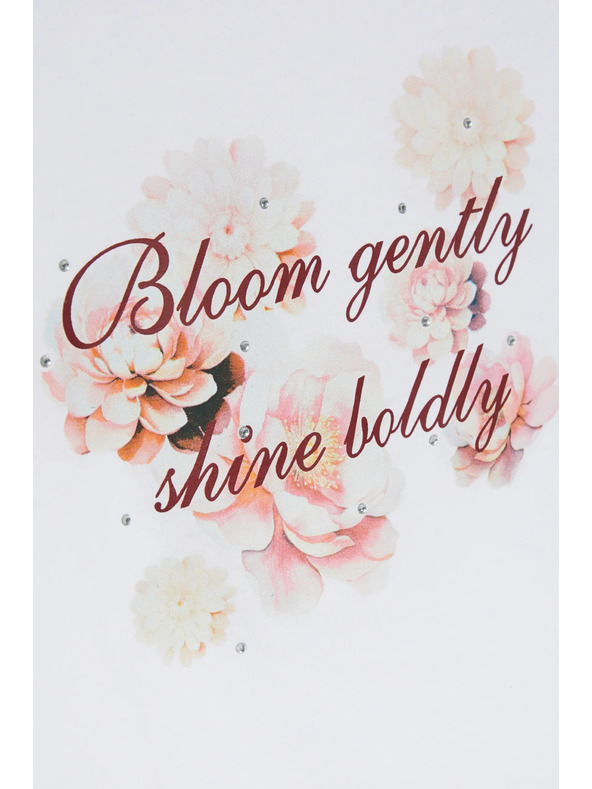 Moodo Bombažna bluza s potiskom bele barve Moodo