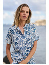 Moodo Vzorčena srajca temno modra Moodo