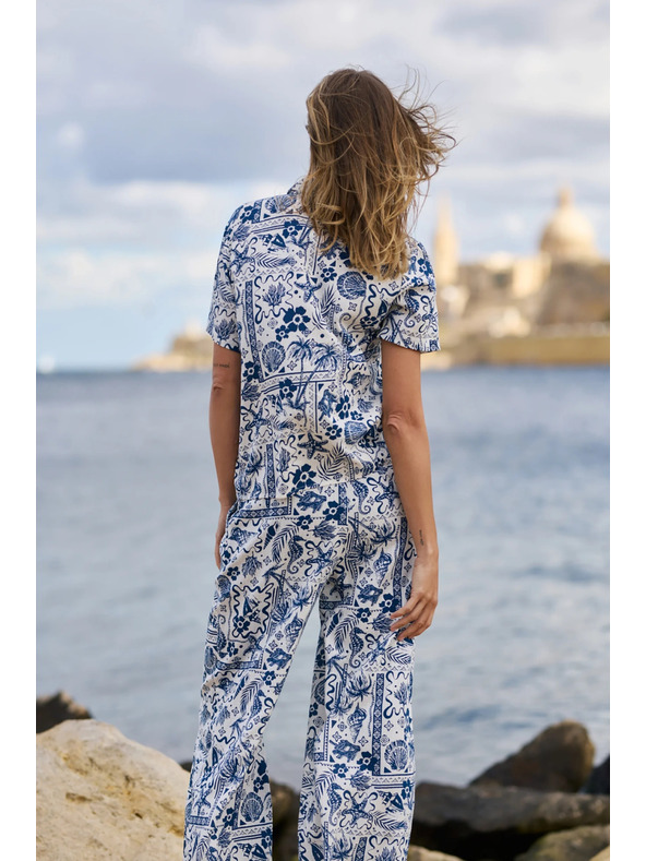 Moodo Vzorčena srajca temno modra Moodo