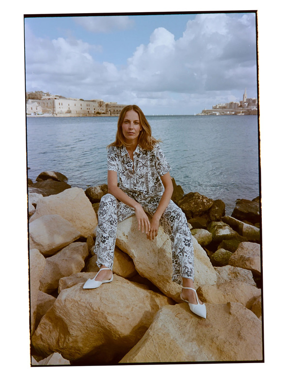 Moodo Vzorčena srajca temno modra Moodo