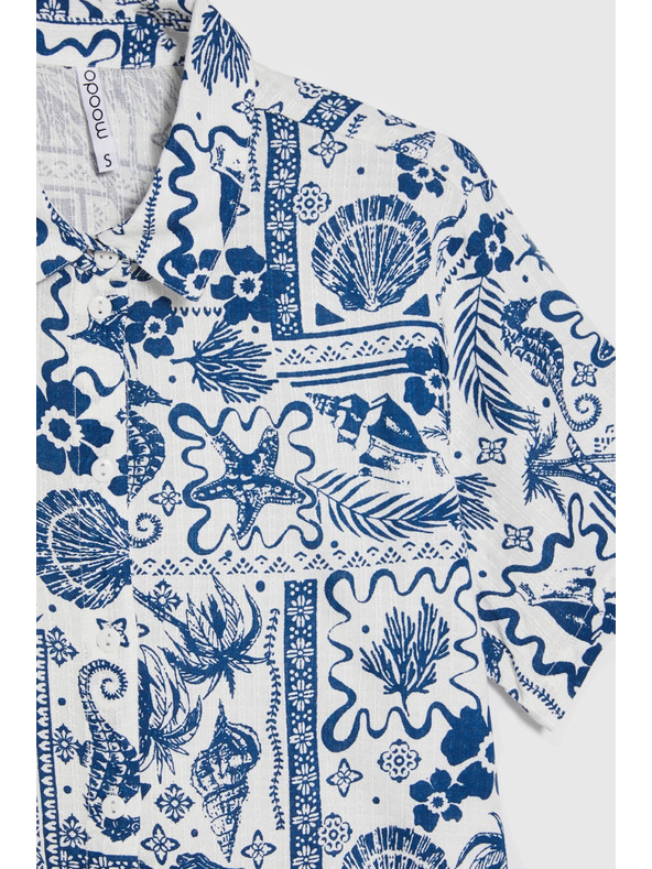 Moodo Vzorčena srajca temno modra Moodo
