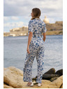 Moodo Hlače iz viskoze s potiskom mornarsko modre Moodo