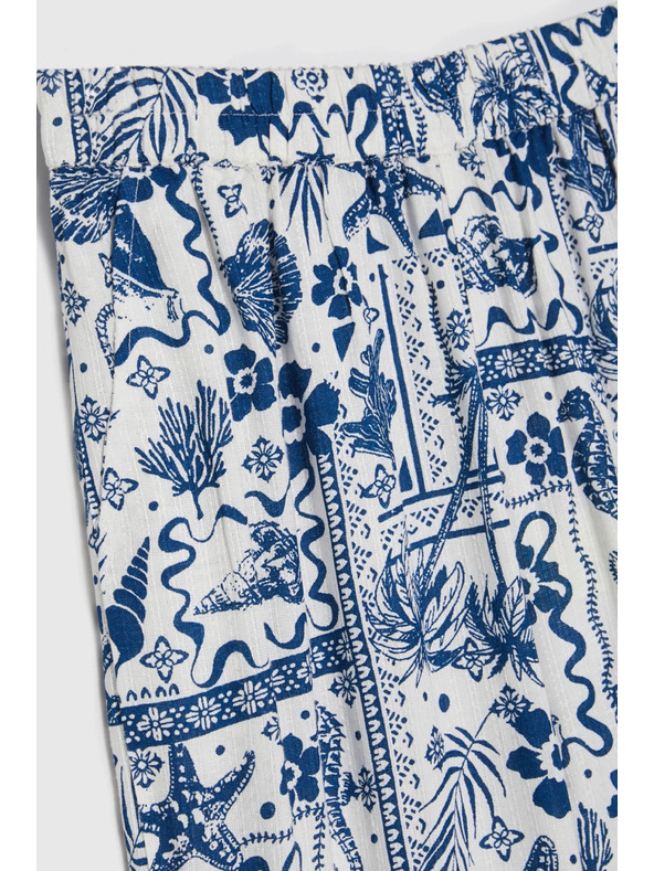 Moodo Hlače iz viskoze s potiskom mornarsko modre Moodo