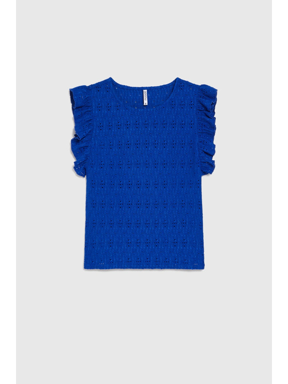 Moodo Bluza s volanom na rokavih modra Moodo