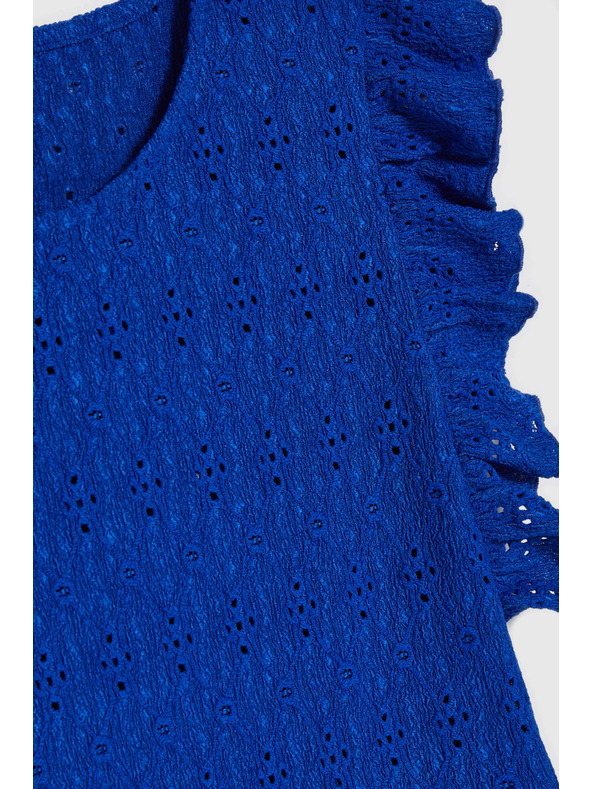 Moodo Bluza s volanom na rokavih modra Moodo