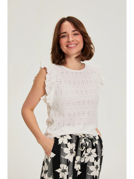 Moodo Bluza s volanom na rokavih bela Moodo