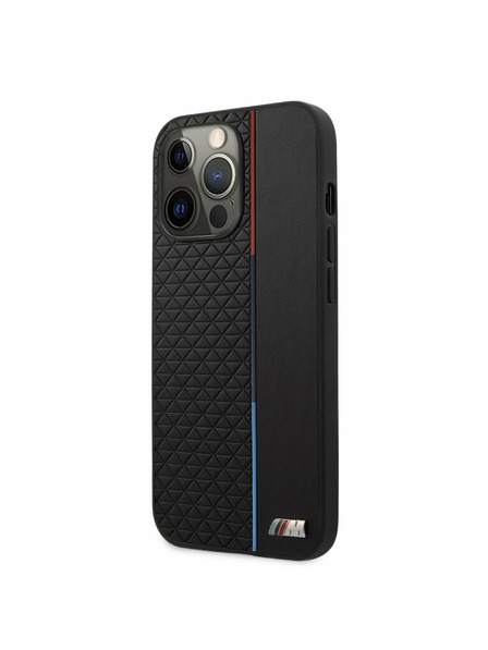 BMW BMW PU Triangles Tricolor Line Zadnji Ovitek za iPhone 13 Pro Max Black