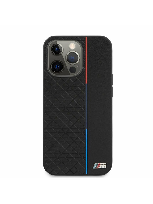 BMW BMW PU Triangles Tricolor Line Zadnji Ovitek za iPhone 13 Pro Max Black