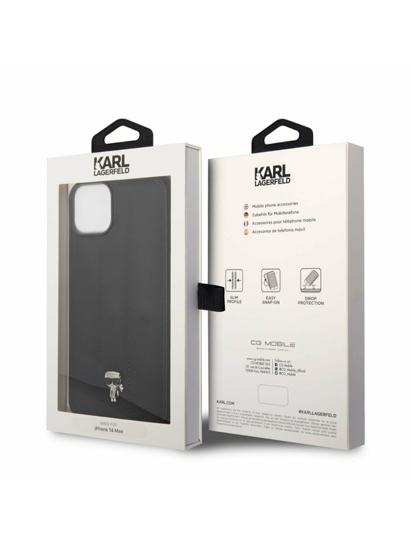 Karl Lagerfeld Karl Lagerfeld Quilted Puffy Ikonik Logo Zadnji Ovitek za iPhone 14 Plus Black
