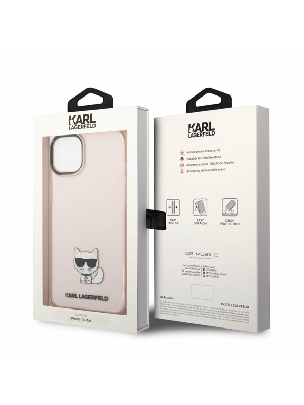 Karl Lagerfeld Karl Lagerfeld Choupette Logo Zadnji Ovitek za iPhone 14 Plus Pink