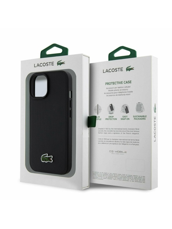 Lacoste Lacoste Iconic Petit Pique Woven Logo Magsafe Zadnji Ovoj za iPhone 15 Black