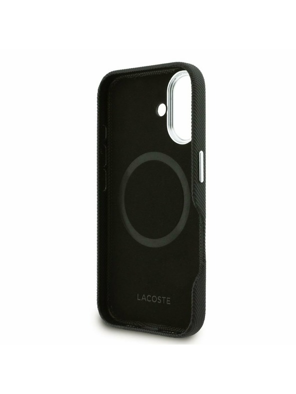 Lacoste Lacoste PVC Iconic Petit Pique Metal Logo MagSafe Zadnji Ovoj za iPhone 16 Black